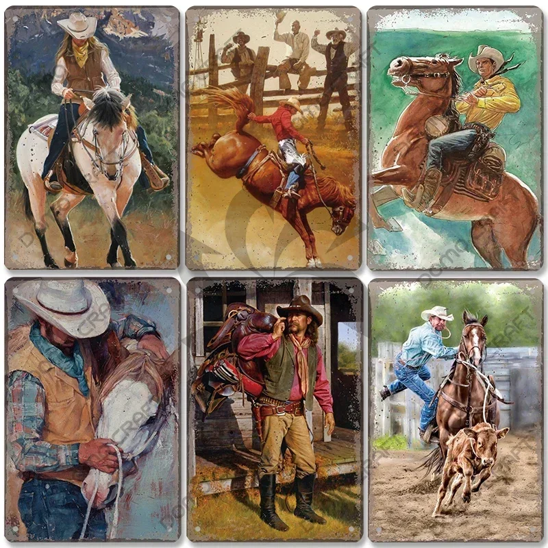 Винтажный постер в стиле вестерн ковбои металлические жестяные знаки одиночный