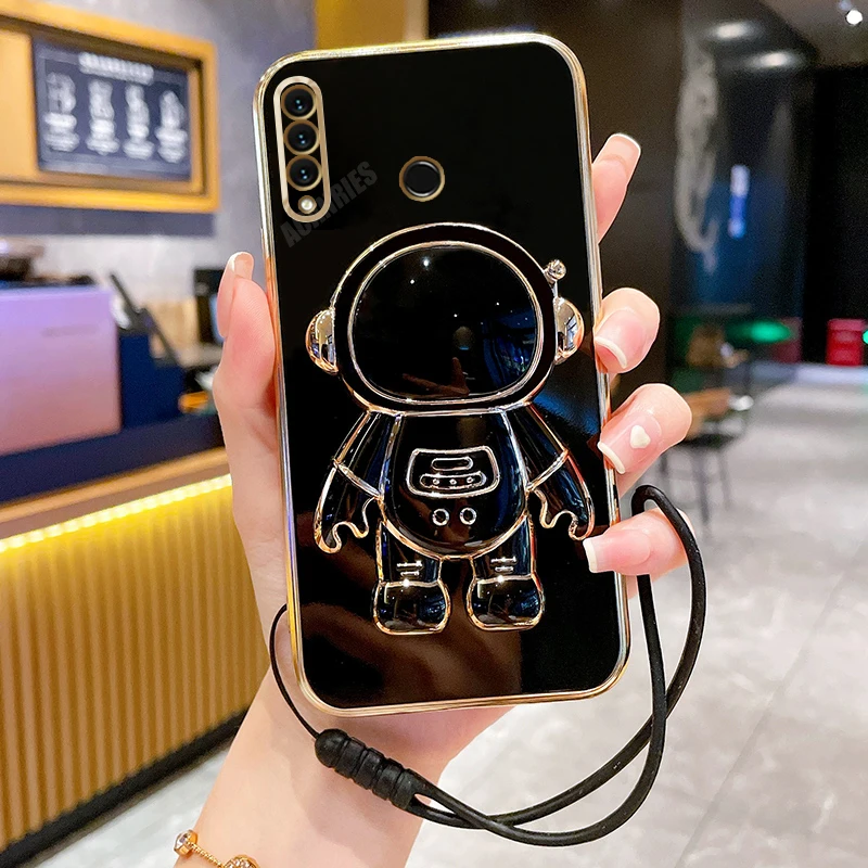 

P30lite Astronaut Holder With Lanyard Plating Case For Huawei P30 Lite Pro P Smart Plus Z Honor 20s 20 20i 10i 50 8x Stand Cover