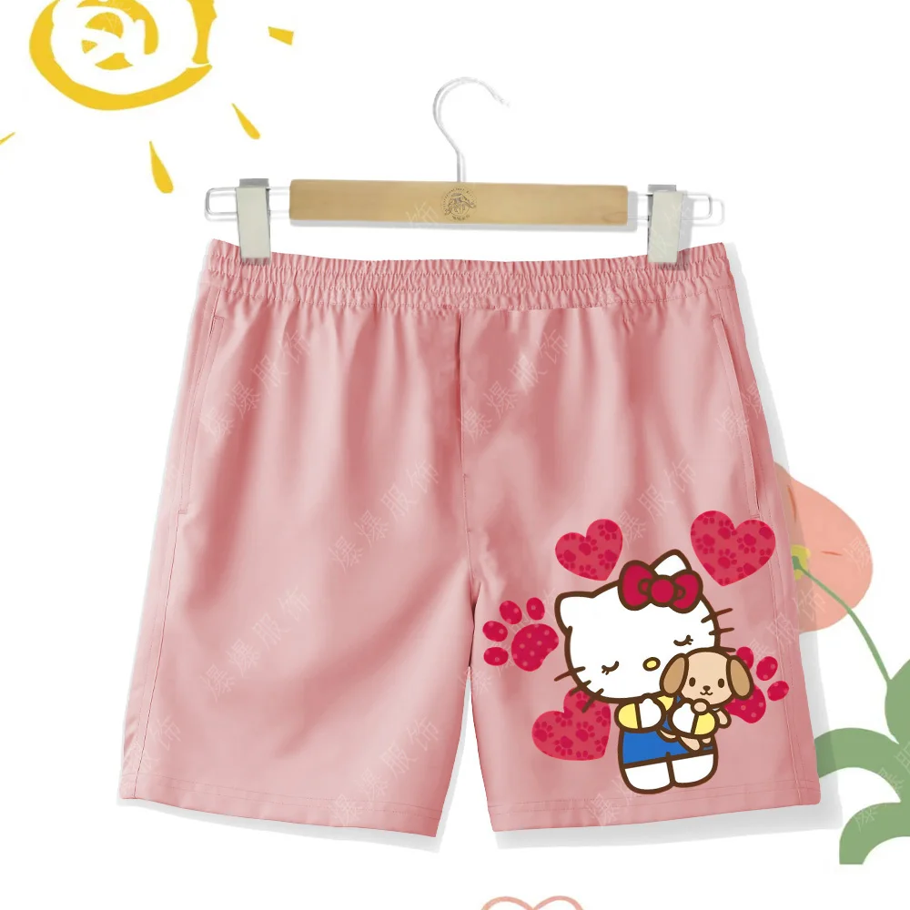 Детские пляжные шорты Hello Kitty мягкие удобные разноцветные с мультяшным принтом
