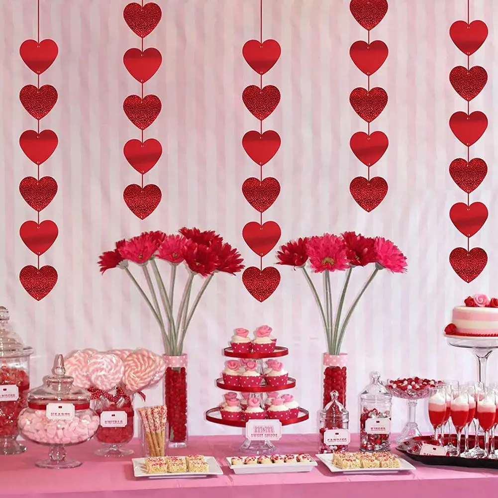 

[ READY STOCK ] 2m Love Shape String Garland Hanging Ornaments Wedding Supplies For Valentines Day Decoration