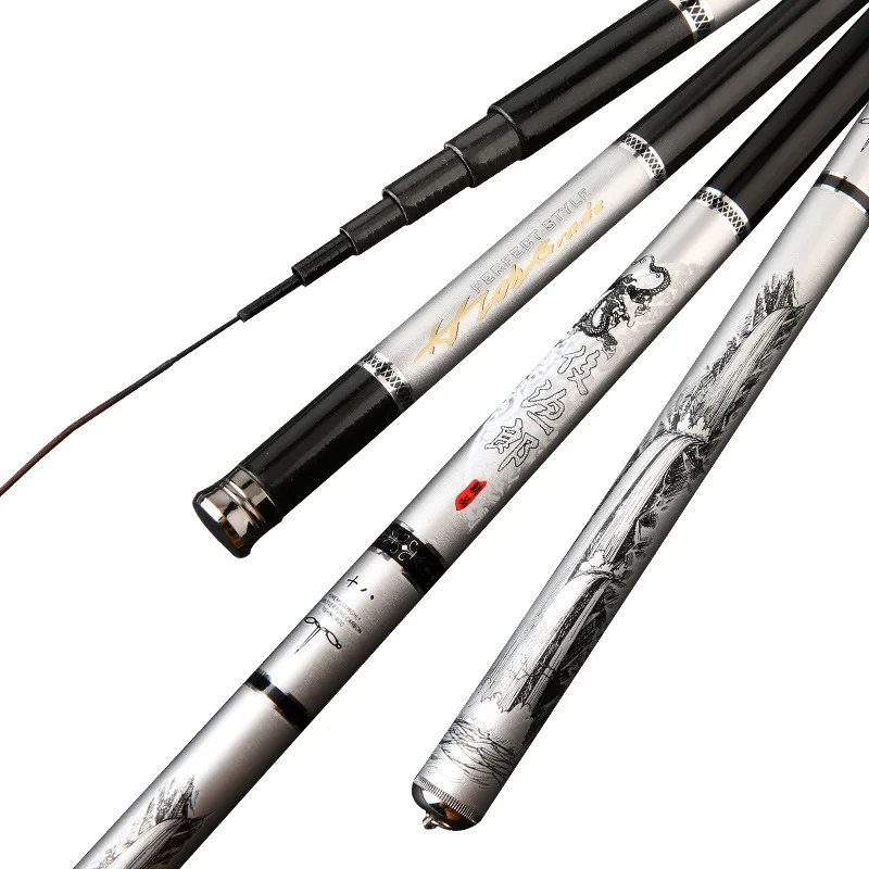 Short Section Telescopic Fishing Rod 2.7M/3.6M/4.5M/5.4M/6.3M/7.2M Super Light Hard Carbon Fiber Hand Fishing Pole Stream Rod