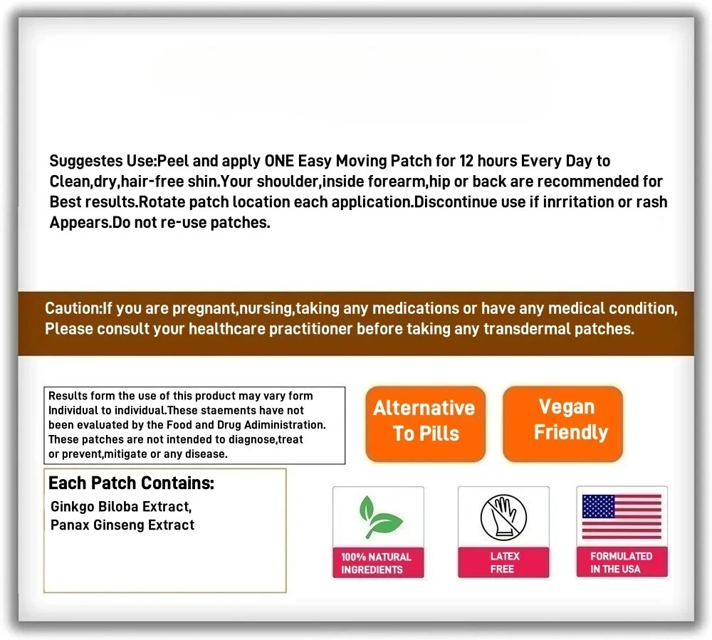 30 пластырей гинкго билоба трансдермальные пластыри с женьшенем Panax способствуют