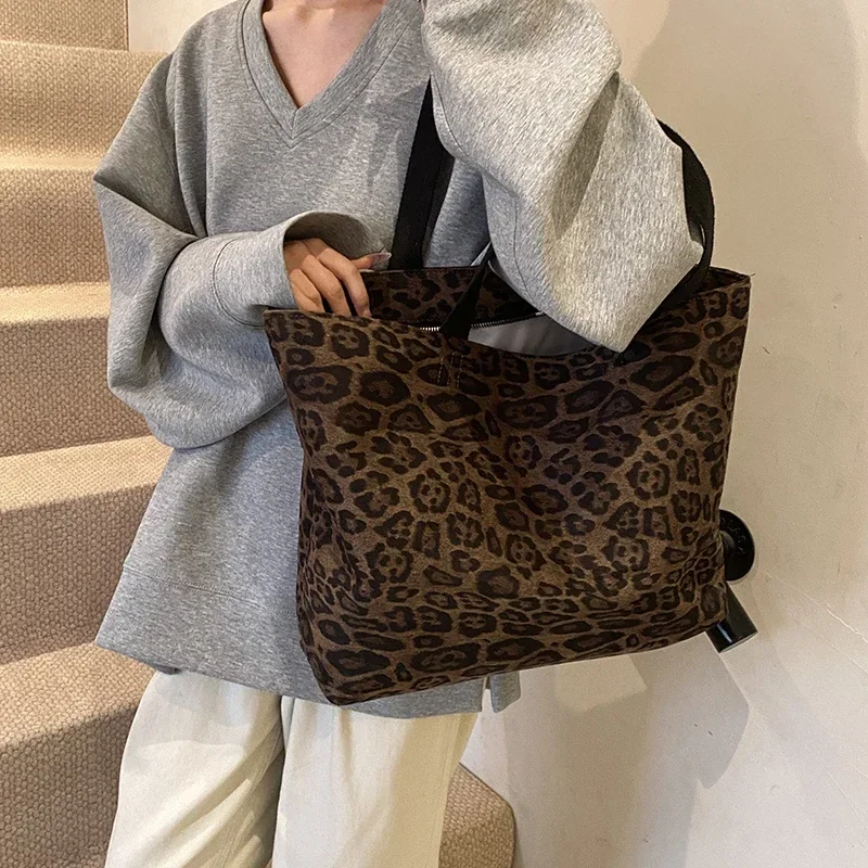 Женская модная сумка через плечо с леопардовым принтом большая вместительная Bolso