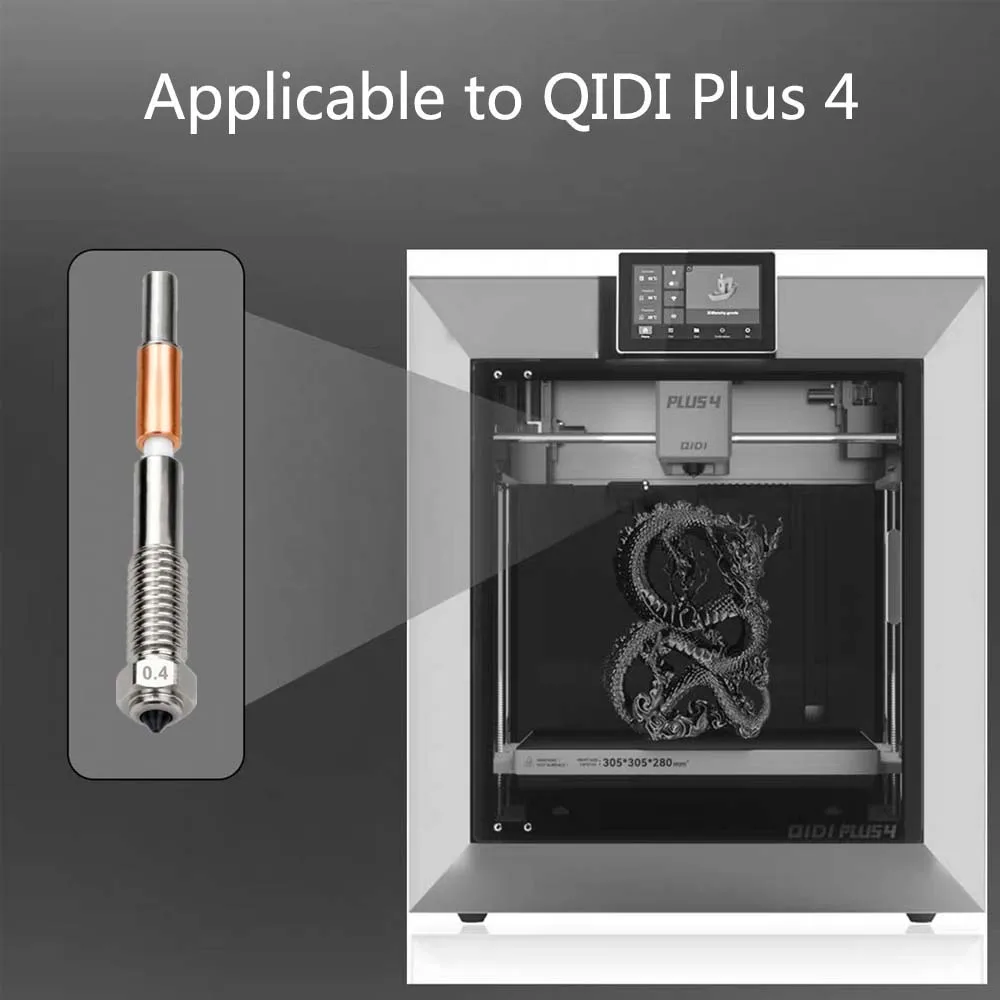 Биметаллическое сопло для QIDI Plus 4, 0,2 мм, 0,4 мм, 0,6 мм, 0,8 мм, сопло для QIDI Tech Plus4, силиконовый рукав, аксессуары для 3D-принтеров Hotend (art.: 3920d1dfcfe63) - 3920d1dfcfe63