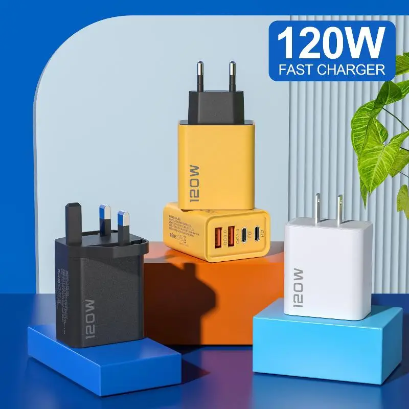 Фото 4-портовая зарядная станция USB-C 120W с быстрой зарядкой PD QC30, адаптер для телефона, планшета, домашнего использования №1