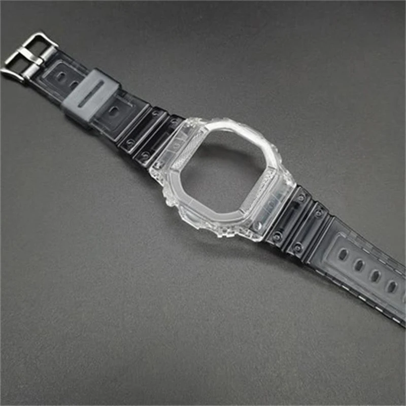 Silicone Watchband Replacement For DW5600 DW5610 Rubber Strap Sports Waterproof Watch Straps Transparent Watch Band Bezel New