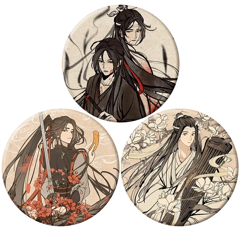 Фото 58 мм Mo Dao Zu Shi брошь, булавки для косплея, аниме Wei Wuxian Mo XuanYu Lan Wangji, булавка Grandmaster Of Demonic, значок, ювелирное изделие, подарок №1