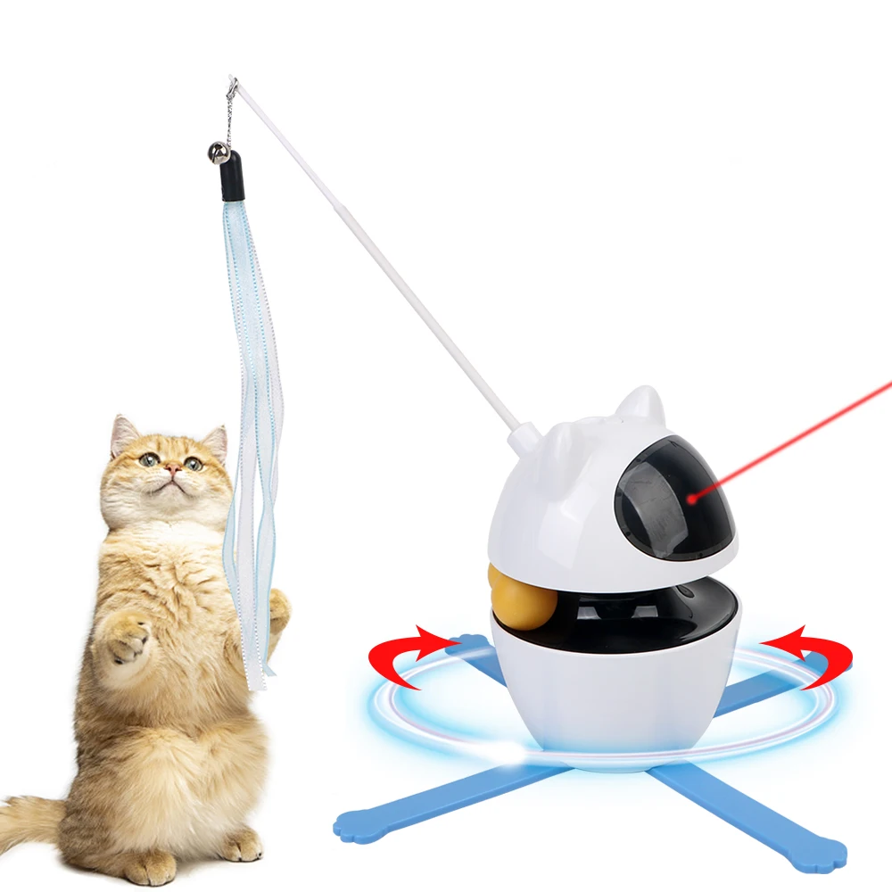 

Игрушка Лазерная 360 °, 1 кошка, сменная интерактивная игрушка с 3 перьями, вращающаяся электрическая автоматическая игрушка-мяч