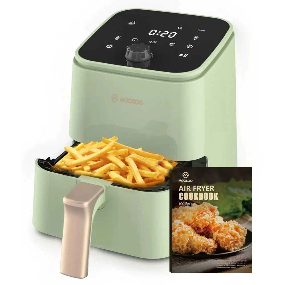 

MOOSOO Small Air Fryer Oven 2Qt Oil-less Air Fryer with Touchscreen, Temp Knob Control