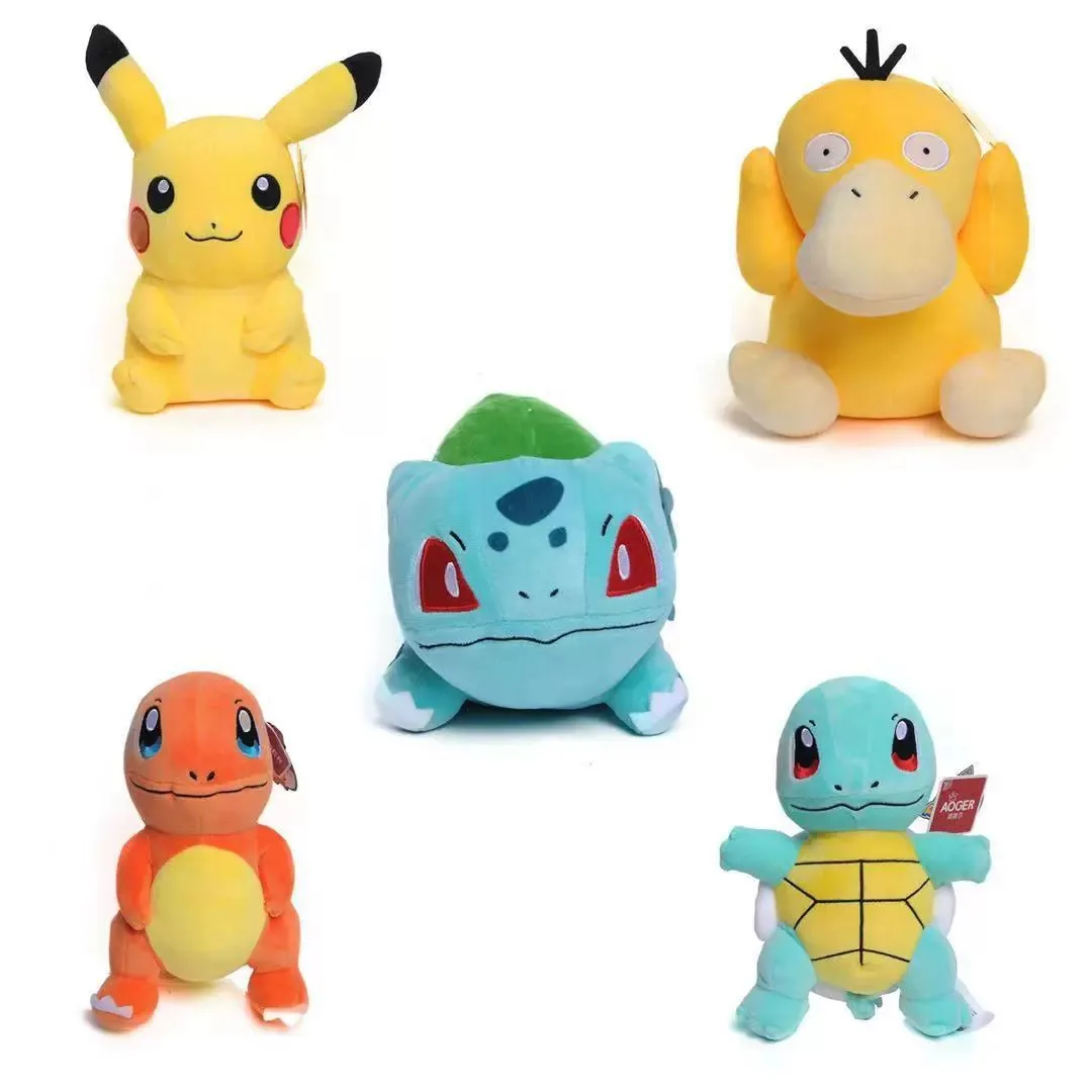 

6 Styles Pokemon Jenny Turtle Pikachu Little Fire Dragon Wonderful Frog Seed Animation Around Plush Doll Pendant Children's Toys