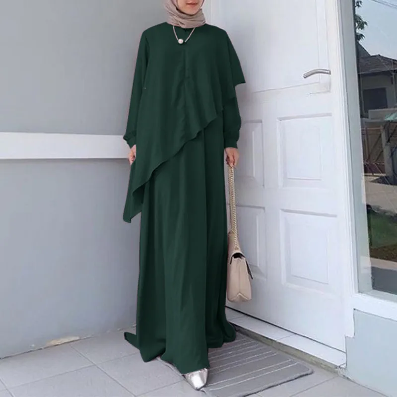 Elegant Turkey Dresses for Women  Sundress Abayakafetan Dress Solid Gown Long Sleeves Muslim Dress Turkish Dresses Abaya Femme