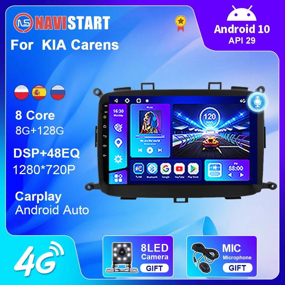 

NAVISTART 8G 128G Car Radio For KIA Carens 2012-2018 Multimedia 4G WIFI GPS BT Carplay Navigation 2 Din Android 10 No DVD Player