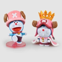 doraemon anime figure cos chopper with hat desktop ornament collect surroundings dolls character kid festival gifts toys pvc