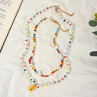 2022 bohemia beaded choker necklace for women pendant chain necklace fashion shell pearl jewelry boho accessories heart donut