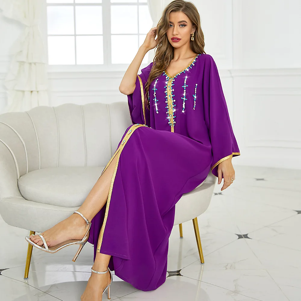 

Роскошное Рамадан Eid Diamond Abaya, мусульманское арабское длинное платье макси, женское платье Djellaba