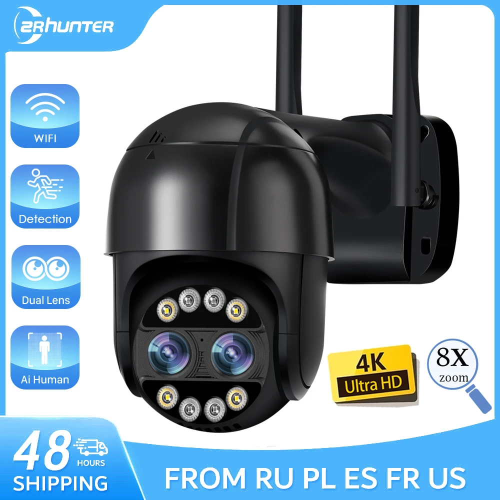 

8MP Dual Lens PTZ IP Camera 8x Zoom Dual-Lens Ai Human Detect CCTV Security Camera 4MP Outdoor WIFI Surveillance Camera ICSEE