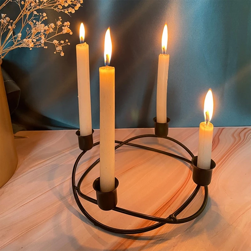 Nordic Wrought Iron Candlestick Candle Holder Cup Metal Candles Stand for Wedding Dining Table Romantic Dinner Decor