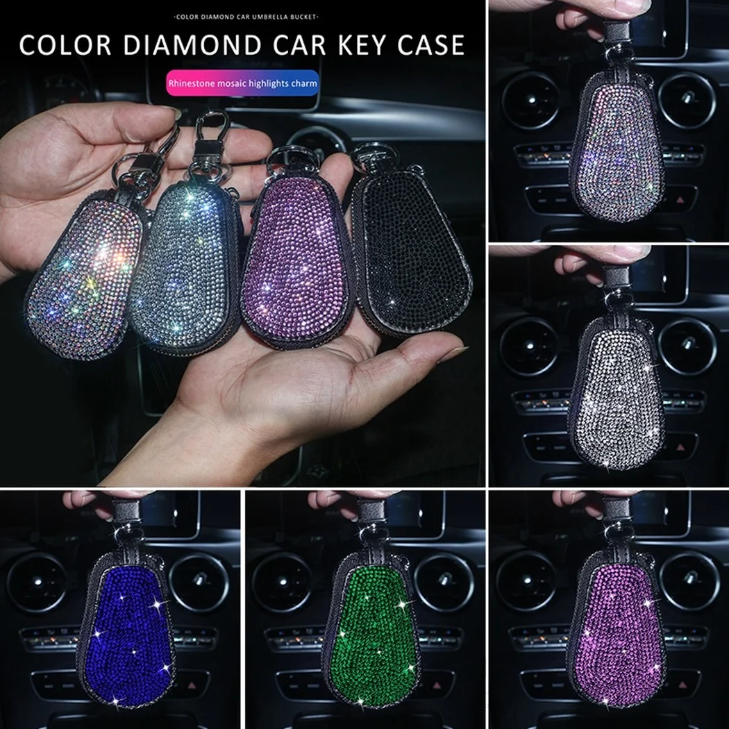 

Luxury Crystal Car Key Case Auto Keychain Cover Bag Diamond Car Accessories Interior For Woman for Benz Bmw F10 Bmw F30