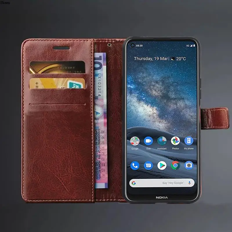 Фото Чехол для Nokia 8.3 5G / Nokia 8 V 5G UW, держатель для карт, чехол из искусственной кожи, флип-чехол, ретро-кошелек, чехол для телефона, деловой чехол №4