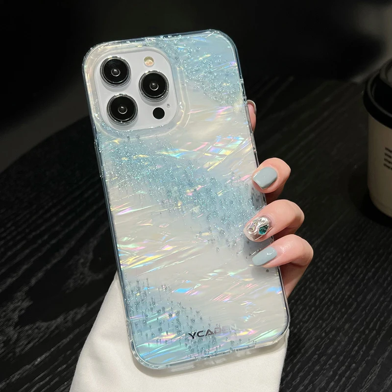 Роскошный чехол для телефона с кристальной текстурой для iPhone 14 Pro Max 12 13 Pro Max, блестящий прозрачный Ударопрочный Мягкий чехол из ТПУ