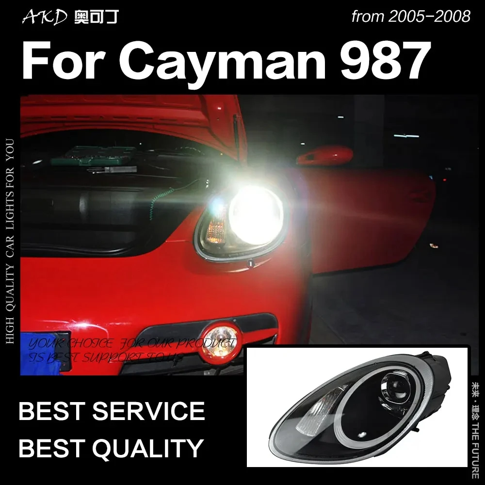 Передняя лампа AKD для Porsche Cayman 987 фары 2005-2008 бокс головного света верхний и нижний