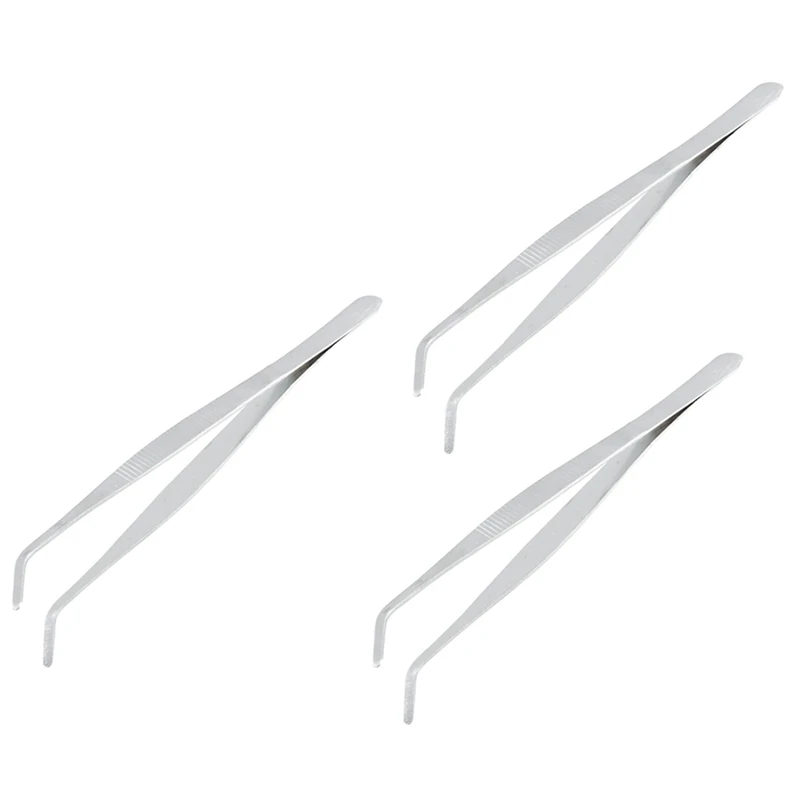 

3x20 см Наклонный металлический Изогнутый пинцет серебристого цвета