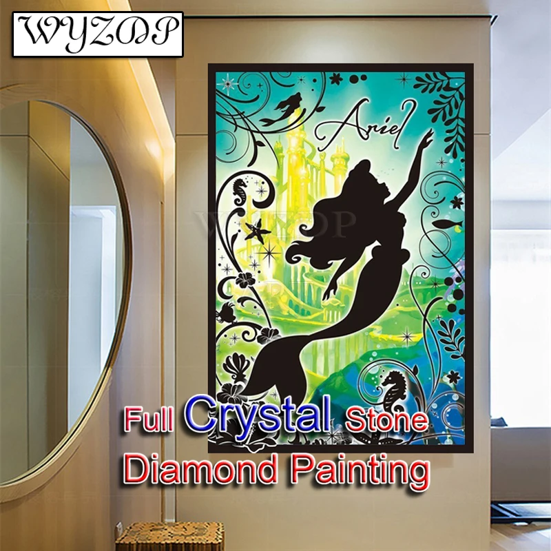 

5D Diy Diamond Painting Cartoon Mermaid Full Square Crystal Mosaic Embroidery Cross Stitch kit Crystal Diamond Art Home Decor