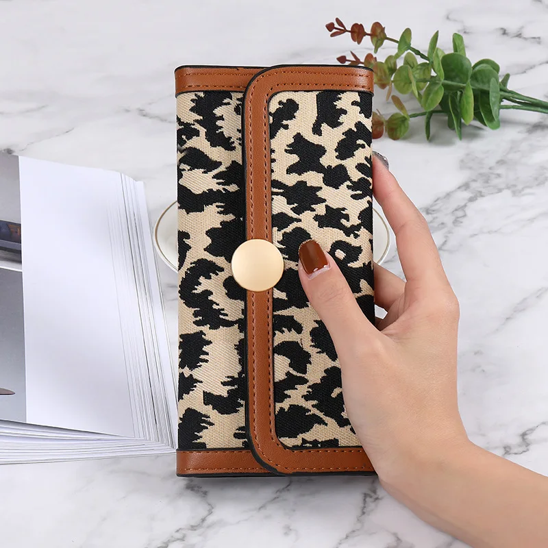 

Bизитница для карточек，Леопардовый винтажный кошелек, кошелек для кредитных карт, кошелек с 24 отделениями, роскошные женские кошельки с идентификацией, Длинный кошелек для женщин