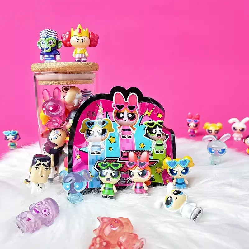Genuine Powerpuff Girls Series Mini Bean Blind Bags Boxes Cute Figures Trendy Toy Dolls Ornaments and Peripherals