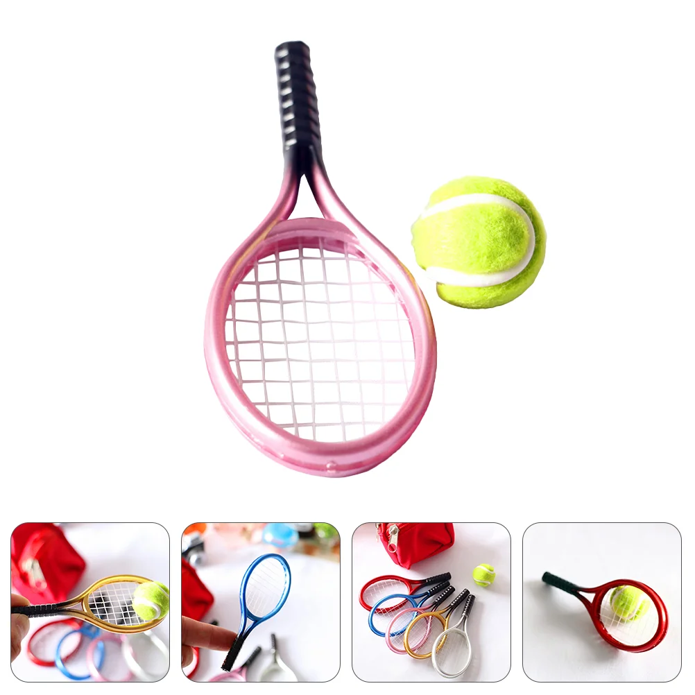 

Mini Toys Kids Tennis Racket Ball Accessories 9X3.8X0.65cm Rackets Model Plastic House Layout Decor Child