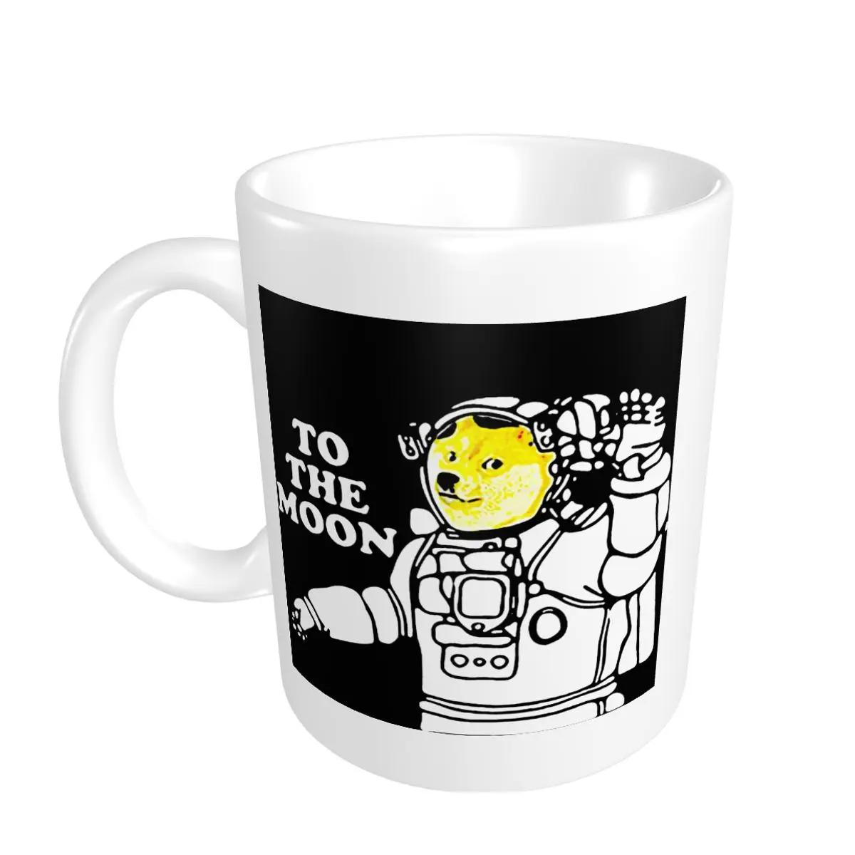 

Promo Novelty Dogecoin To The Moon Doge Astronaute T Shir Mugs Funny Novelty Dogecoin Meme CUPS Print milk cups