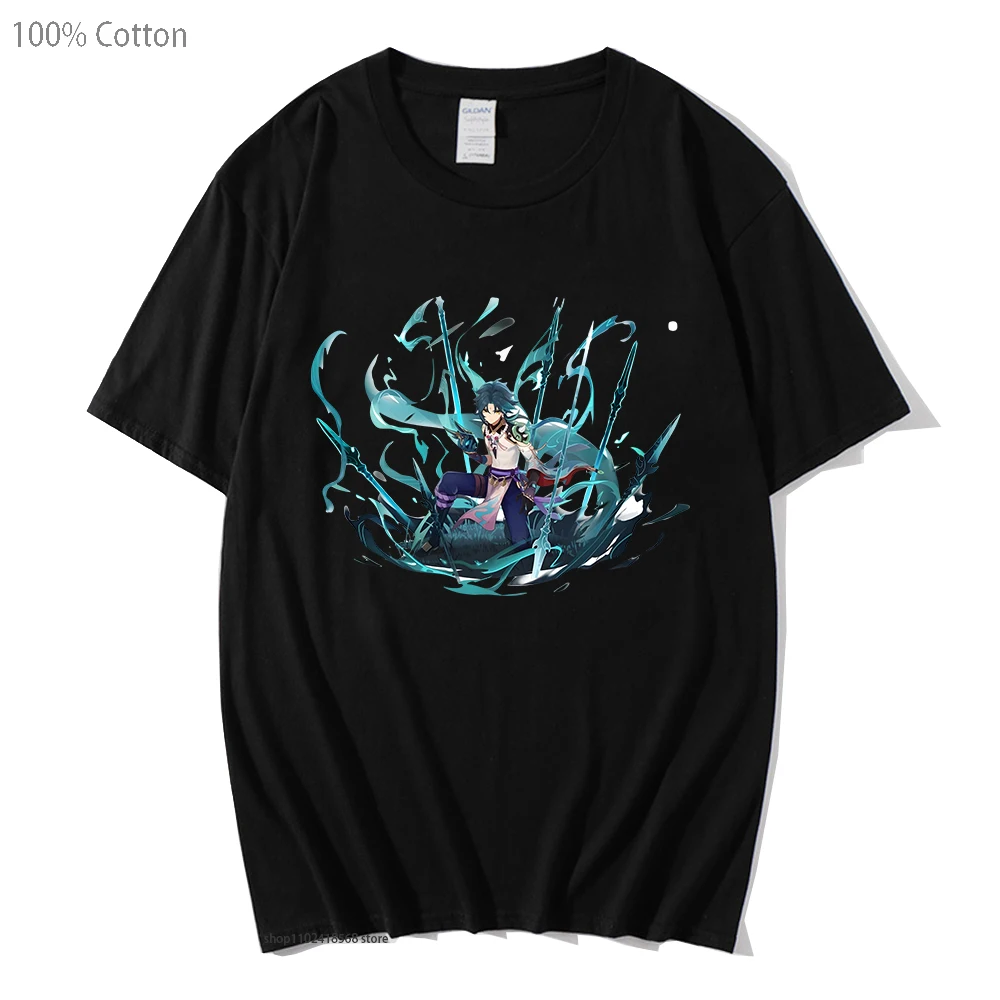 

Chibi Xiao Tshirt Genshin Impact Graphic Shirt Hot Game Cartoon Printed Streetwear Men Arajuku Tees Regular 100% Cotton T-Shirts