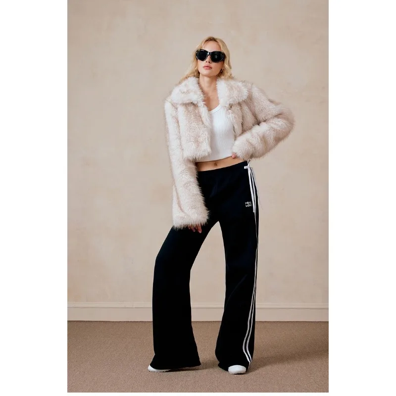 Женские черные полосатые спортивные брюки QWEEK Y2k мешковатые корейские модные