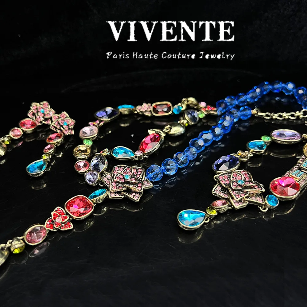

New Style Beautiful Women's Necklace Jewelry High grade Vintage Colorful Gemstone Necklace, Bracelet, Earrings