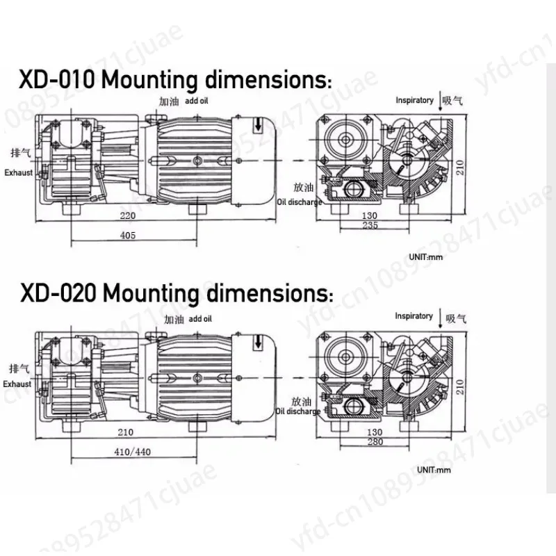 XD-010 380 В 50 Гц 0 37 кВт 10 м3/ч Одноступенчатый масляный вращающийся лопастной
