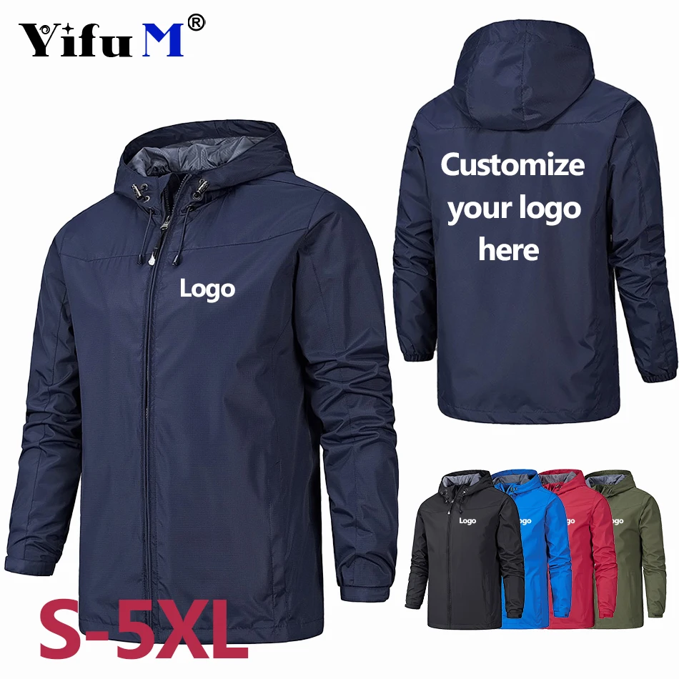 Мужская куртка с логотипом на заказ весеннее пальто молнии принтом сделай сам