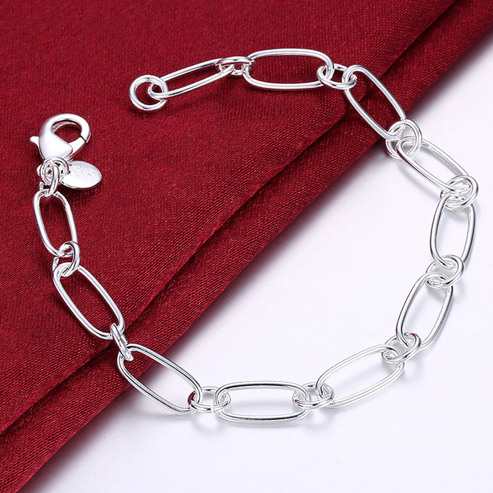 

925 Stamp Classic Geometry Bracelets For Women Charms 20cm Chain Wedding Fashion Jewelry Female 2021 Christmas Gift