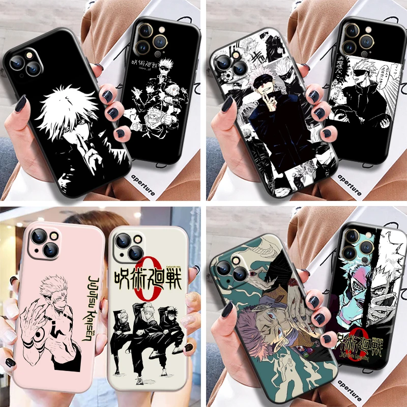

Anime Jujutsu Kaisen Itadori Yuji Gojo Satoru For iPhone 13 12 11 Pro Mini X XR XS Max SE 5 6 7 8 Plus Liquid Silicon TPU funda