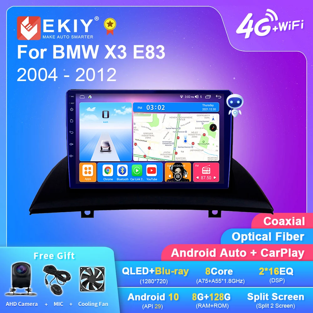 

Автомагнитола EKIY T7 для BMW, мультимедийный видеоплеер на Android с GPS-Навигатором, 2DIN, 8 ГБ + 128 ГБ, для BMW X3, E83 2003 - 2011