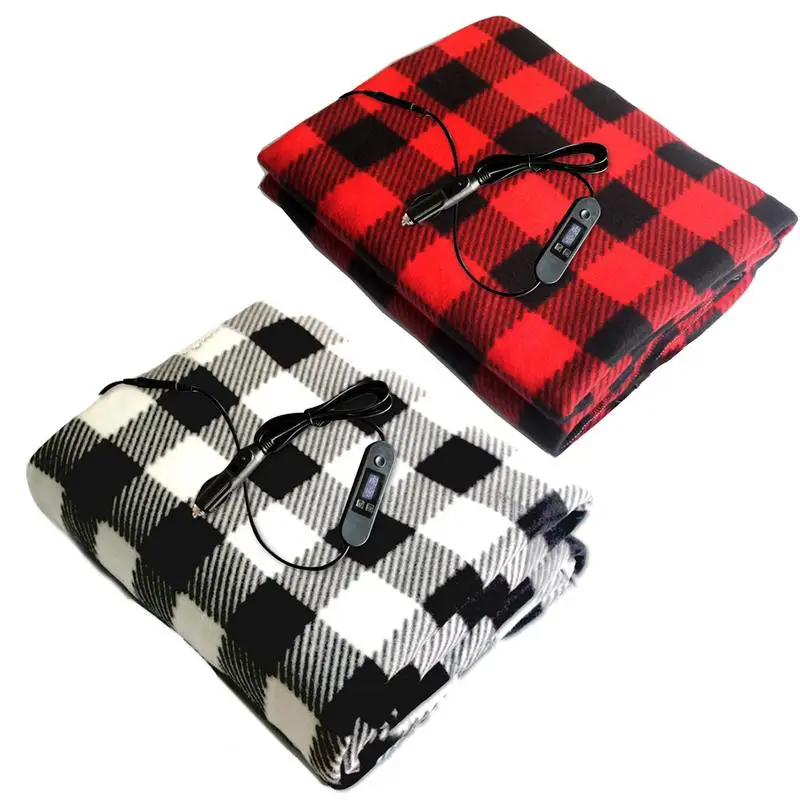 

Car Blanket-12 Volt Heated Fleece Blanket | Travel Throw with Patented Safety Timer Constant Temperature Heating Blanket