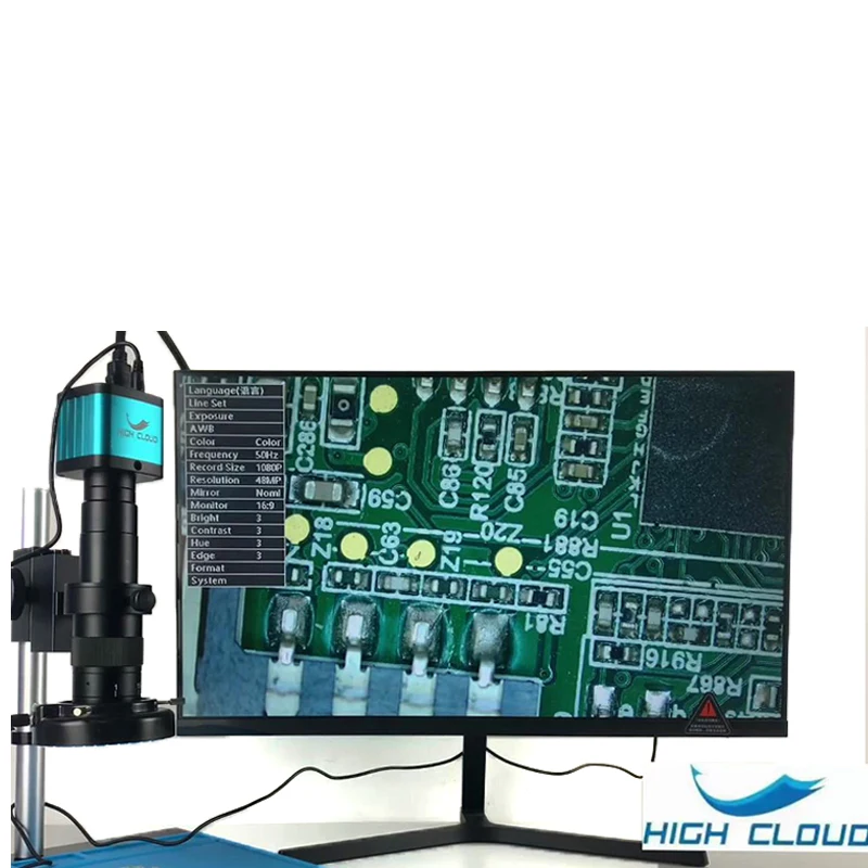 Промышленный Цифровой видеомикроскоп 48 МП 4K 2K HDMI VGA камера Монокуляр 120X 180X 300X зум
