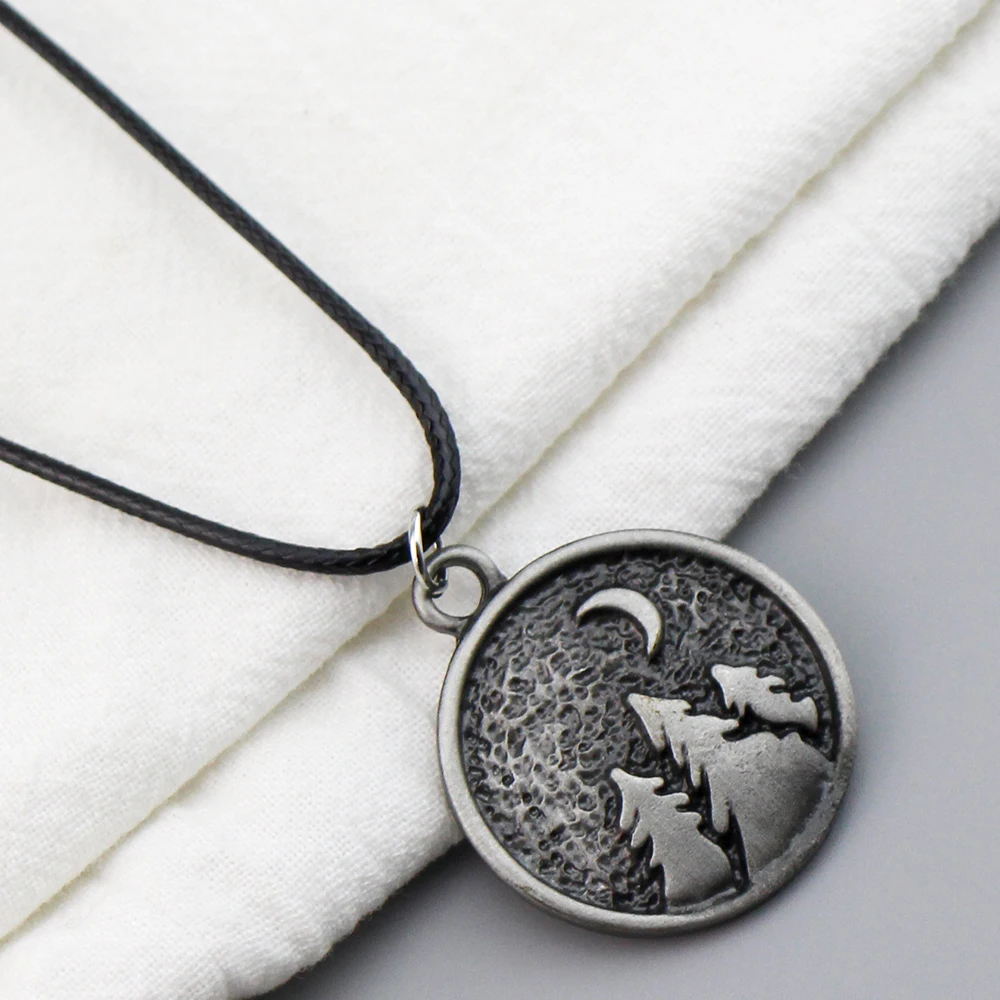 Ожерелье С Подвеской В Виде Фазы Луны И Лесной Сосны Круглый Кулон Унисекс