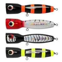 large top water popper lure artificial seal lure 3d eyes hard popper with hooks and ring for saltwater offshore surf fishing