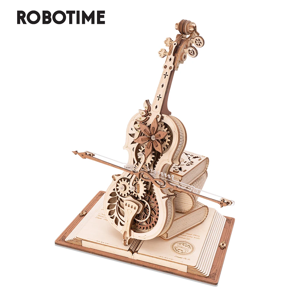 Robotime 199pcs 3D Wooden Puzzle Magic Cello Music Box Toy Gift for Children Kids AMK63