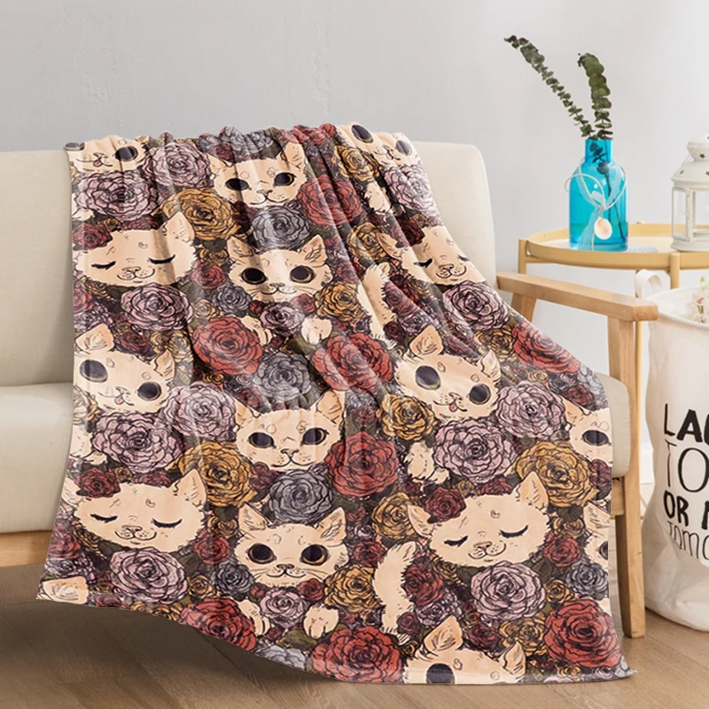 

Cartoon Kawaii Cat Fluffy Soft Blankets Sofa Summer Bedspread on the Bed Blanket Decor Throw Decorative Fleece Custom Anime Fur