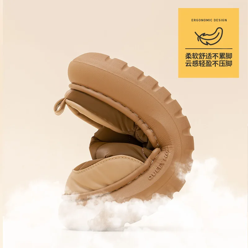 Indoor Winter Women Home Cotton Slippers Waterproof Non-Slip Plush Slides House Lined Fur Hairy Warm Ladies Man Couples Shoes