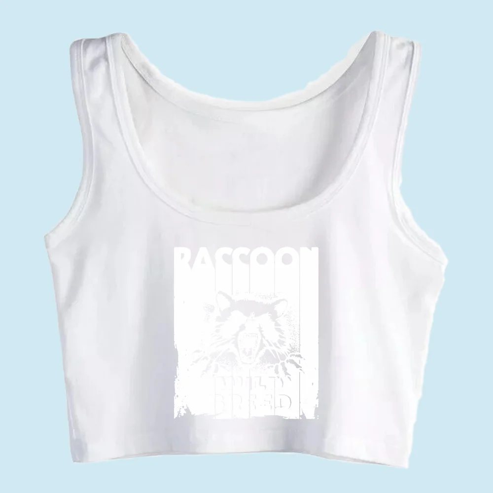 Кроп-Топ женский в стиле Харадзюку популярная одежда с рисунком енота дикой