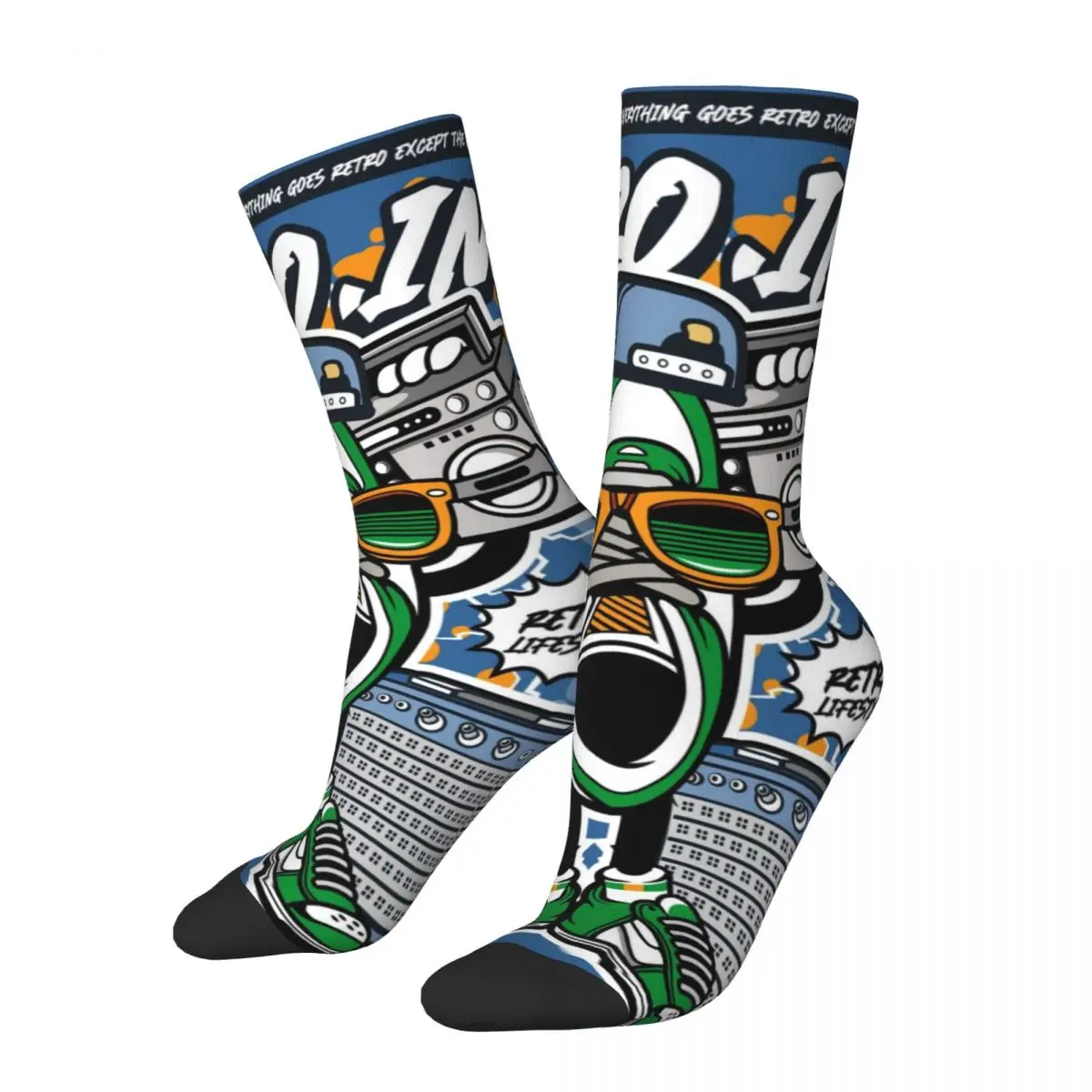 Funny Happy Shoe Style Boombox Comic Men's Socks Retro Harajuku Collection Of Shoe Drawings Novelty Seamless Crew Crazy Sock
