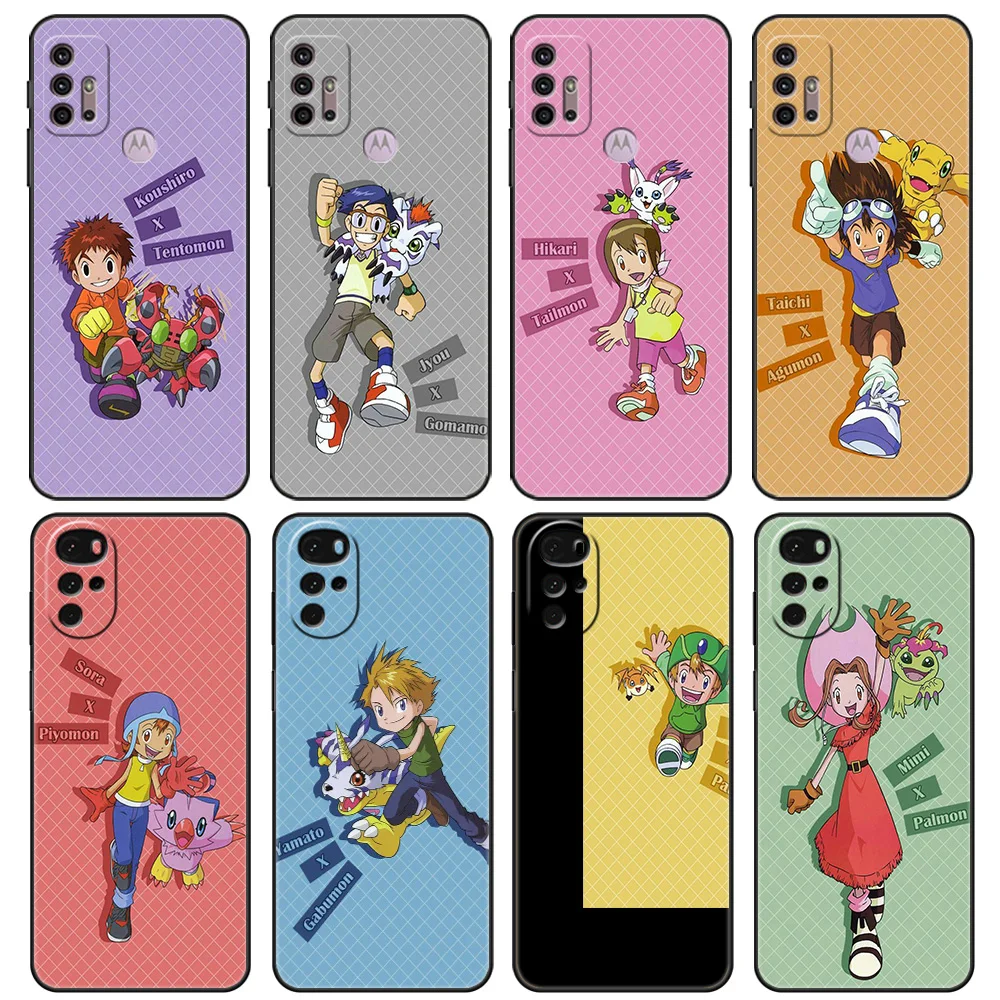 

Digimon Cute Case For Motorola G30 G9 G8 Play G60 G20 Edge 20 G50 One Fusion Plus G9Power Black Soft Phone Capas