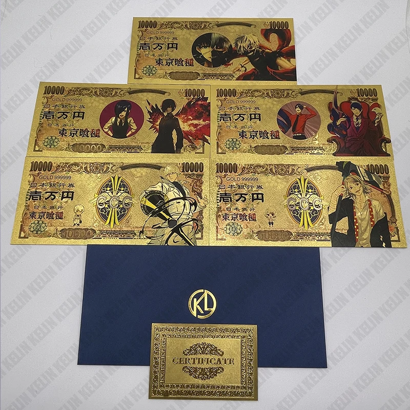 

Kelin We Have More Manga Cards 5 Designs Beautiful Tokyo Ghoul Japanese Classic Anime Gold Banknote for Collection
